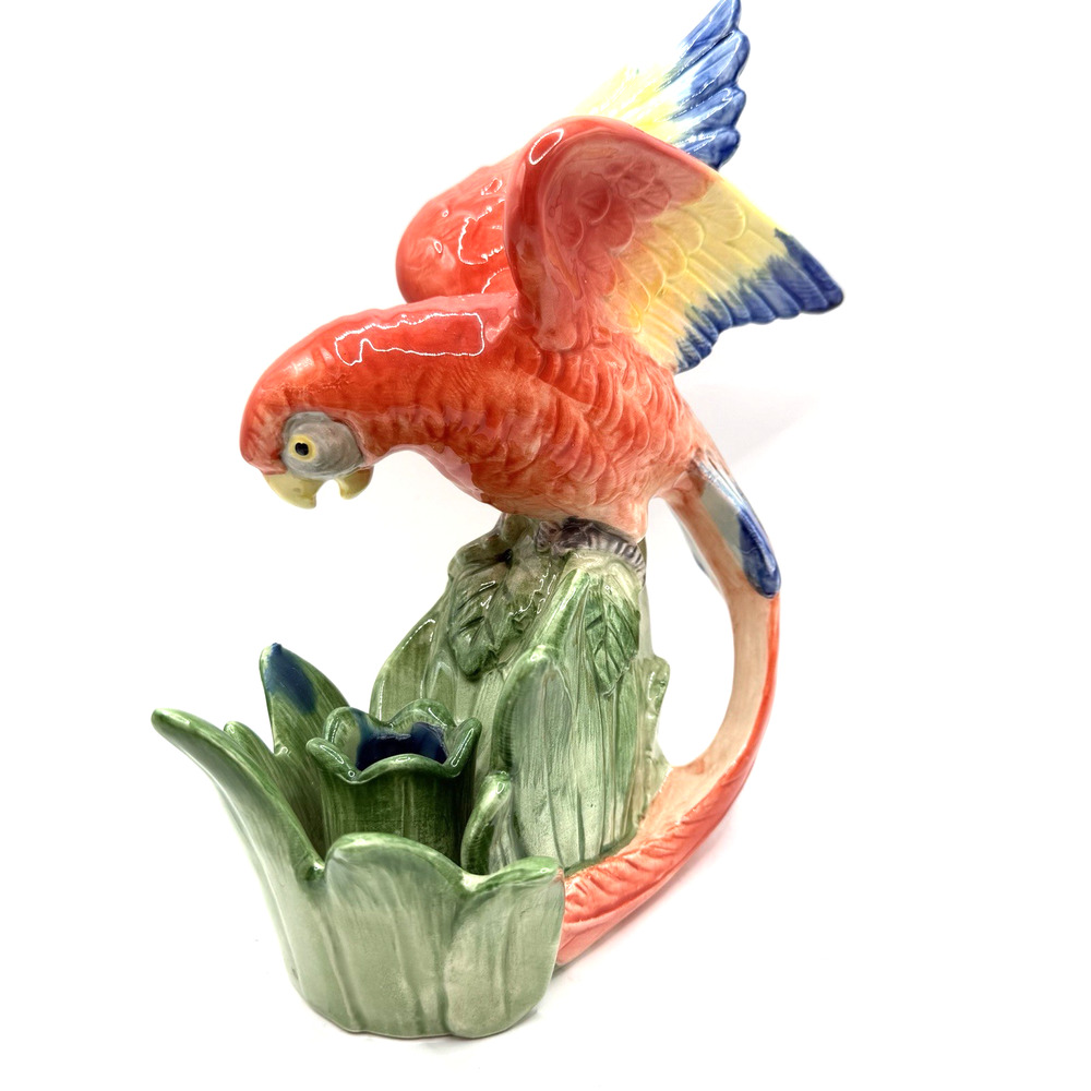 Vintage Fitz & Floyd Tropical Parrot Macaw Taper Candle Holders Set 1986 Japan